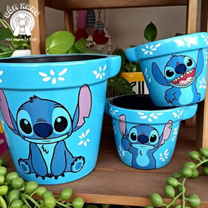 Chậu cây gốm handmade họa tiết hoạt hình