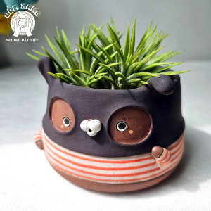 Chậu cây gốm handmade họa tiết hoath hình