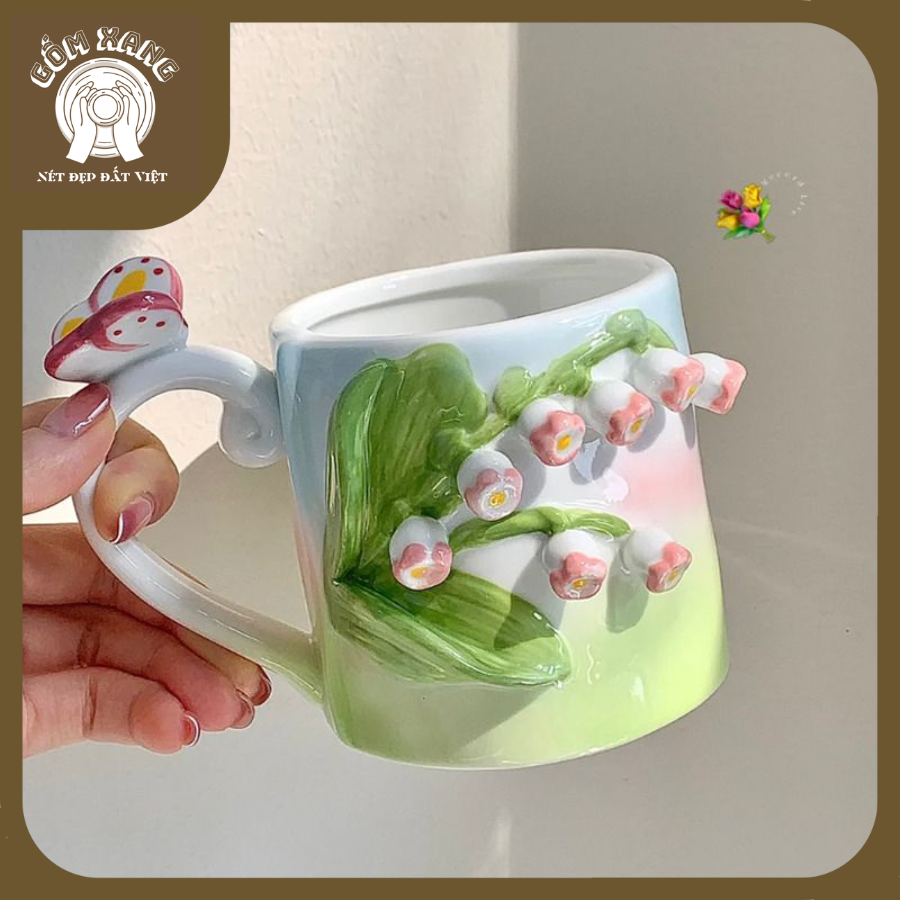 Cốc Gốm Hình Hoa