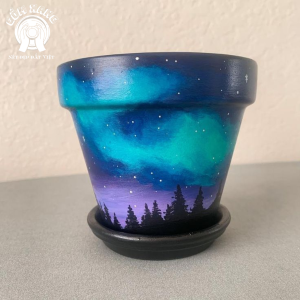 Chậu cây gốm handmade vẽ tay