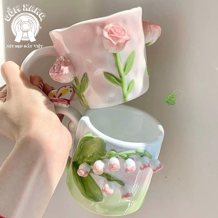 Cốc Gốm Hình Hoa