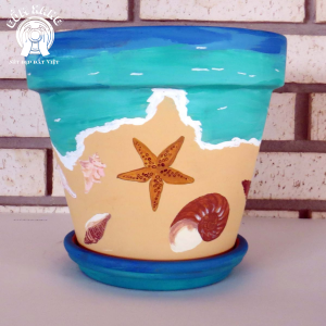 Chậu cây gốm handmade vẽ tay