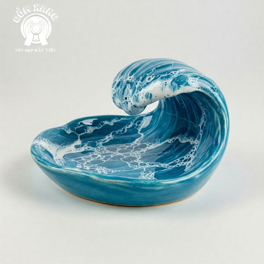 Đĩa Gốm Handmade Hình Sóng