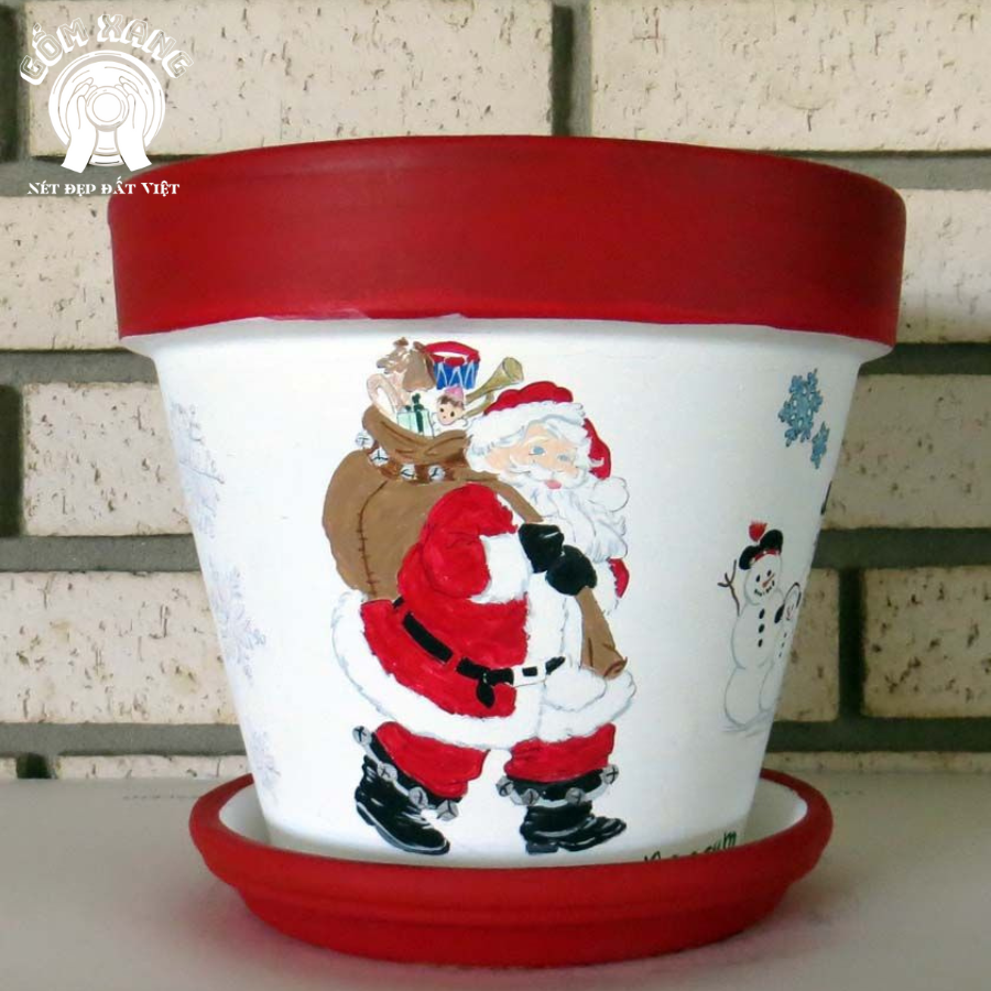 Chậu cây gốm handmade vẽ tay